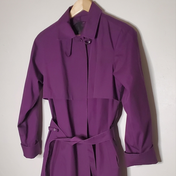 Grape Purple London Fog Single Breasted Trench Coat - Picture 14 of 15